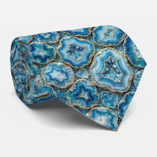 Cravate Luxury Faux Soie Col Ocean Blue Geode