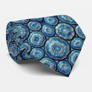 Cravate Luxury Faux Soie Col Ocean Blue Geode
