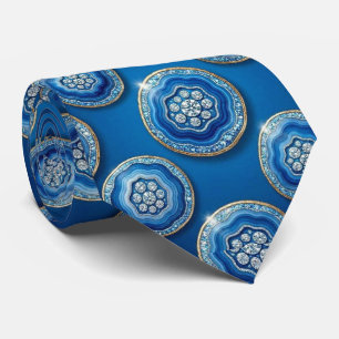 Cravate Luxury Faux Soie Col Ocean Blue Geode