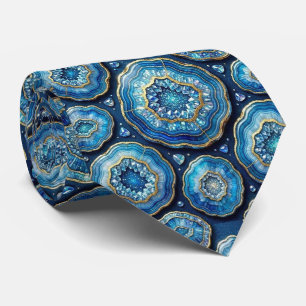Cravate Luxury Faux Soie Col Ocean Blue Geode