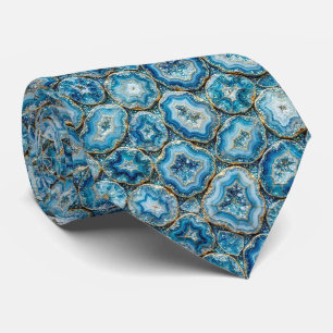 Cravate Luxury Faux Soie Col Ocean Blue Geode
