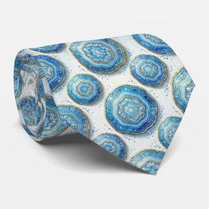 Cravate Luxury Faux Soie Col Ocean Blue Geode