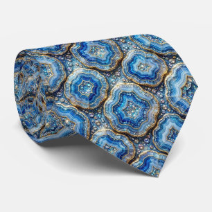 Cravate Luxury Faux Soie Col Ocean Blue Geode