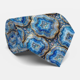 Cravate Luxury Faux Soie Col Ocean Blue Geode