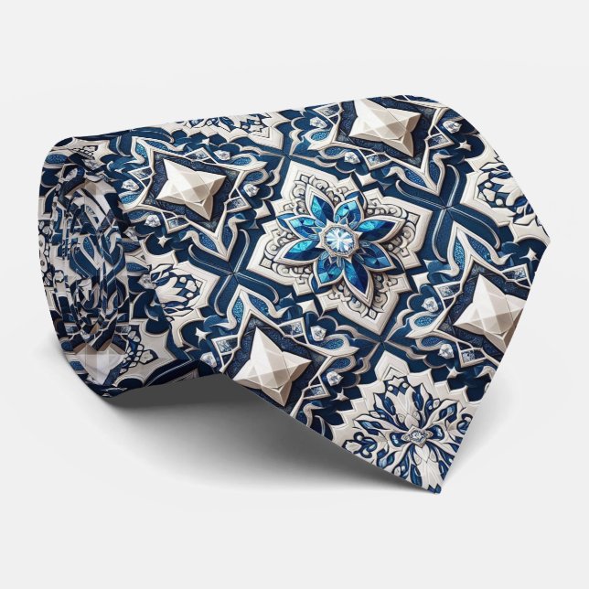 Cravate Luxury Statement Moroccan Diamond Neck Tie (Roulé)
