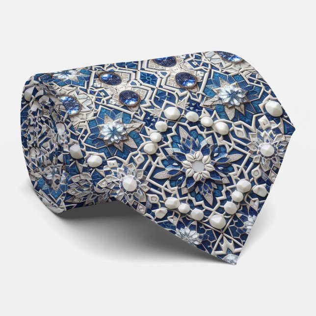 Cravate Luxury Statement Moroccan Diamond Neck Tie (Roulé)