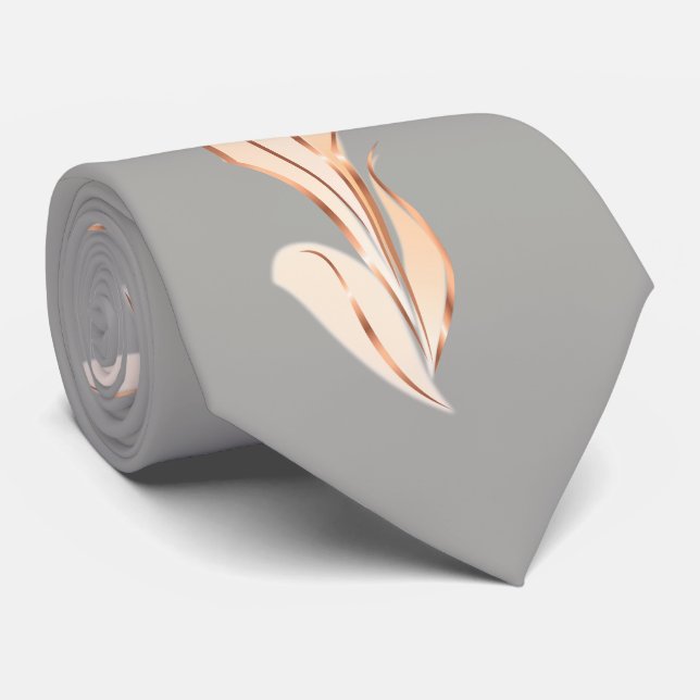 Cravate Lys Abstrait rose Gold Grey (Roulé)