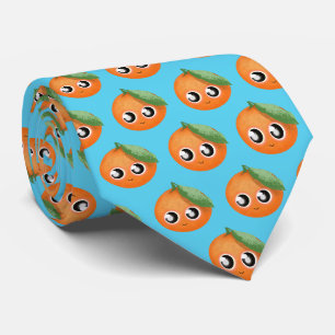 Cravate M. Clementine, jolie orange avec visage