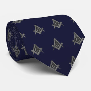 Cravate Maçonnerie Maçonnique Bleu Motif Franc-Maçon
