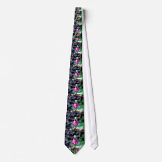 Cravate Madame pantoufle I, plaisir vert rose de jardin