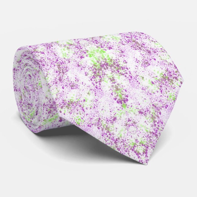 Cravate Magenta And Pistachio Green Splatter Abstract Art (Roulé)