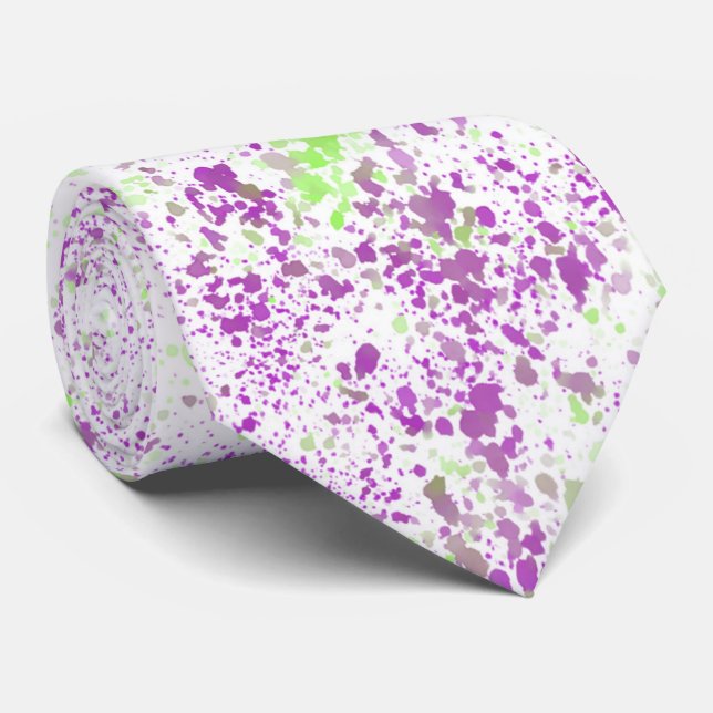 Cravate Magenta And Pistachio Green Splatter Abstract Art (Roulé)