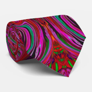 Cravate Magenta, Rouge et Vert Cool Tripant Motif Ondulé