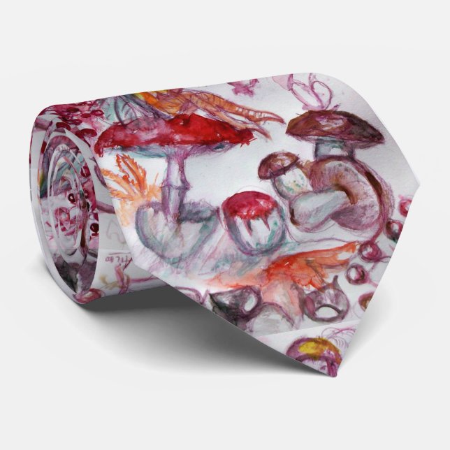 Cravate MAGIE FOLLET d'imaginaire floral blanc rouge de (Roulé)