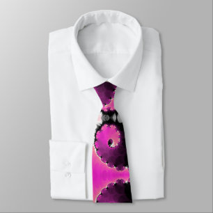Cravate Magnifique motif d'art fractal en spirale rose fém