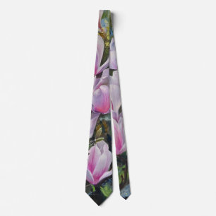 Cravate Magnolia Serenity - Art Floral de Lukian