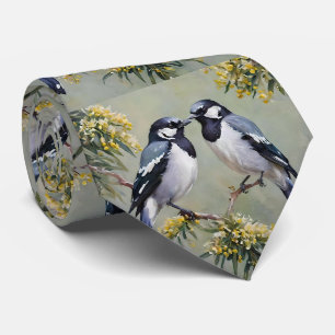 Cravate Magpies Australiennes Dans Peinture À L'Huile D'Ar