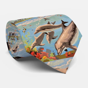 Cravate Main Painted by Number   Dolphins  