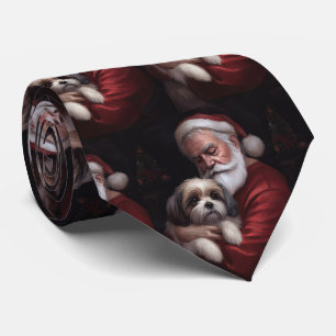 Cravate Malti Tzu avec le Père Noël Noël Festif