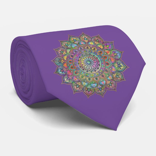 Cravate Mandala indien de style classe et coloré 1 (Roulé)