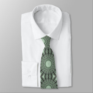 Cravate Mandala Vert Sauge avec Motif Inspiré des Feuilles