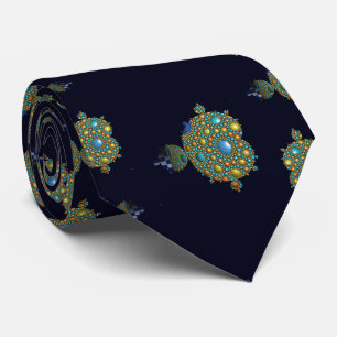 Cravate Mandelbrot Fractal Apollonian Sphere Blue Gold