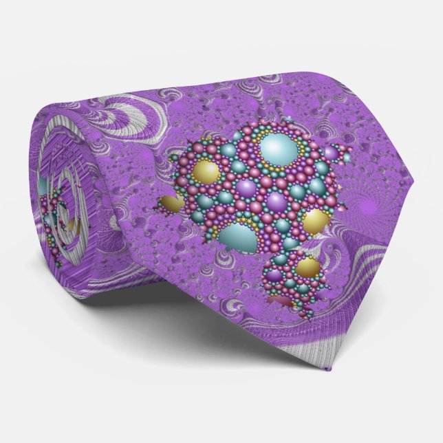 Cravate Mandelbrot Fractal Apollonian Sphere Purple Gold (Roulé)