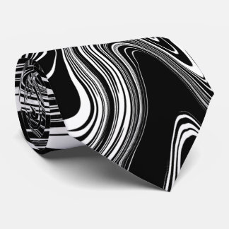 Cravate Marbre Abstrait noir et blanc liquide