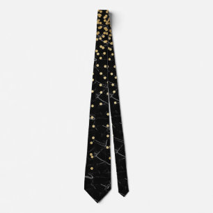 Cravate marbre élégant de noir de confettis de parties