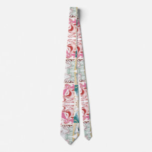 Cravate Marbre fluide tourbillonnant sarcelle et or rose d