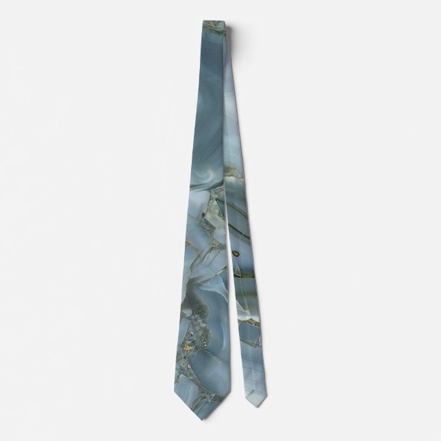 Cravate Marbre gris bleu avec Veine or (Devant)