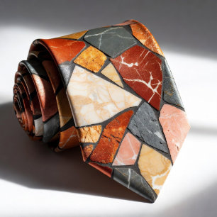 Cravate Marbre Mosaïque de Charbon Moderne et Terre Cuite