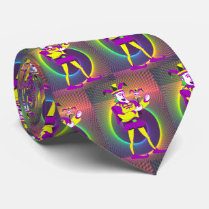 Cravate Mardi Gras Carnaval Jester jaune violet