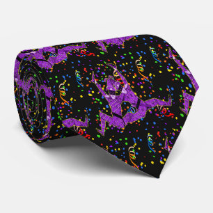 Cravate Mardi Gras Carnaval Jesters Violets Et Confetti