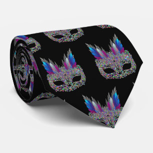 Cravate Mardi Gras Carnaval Masque de plumes CouTie 2