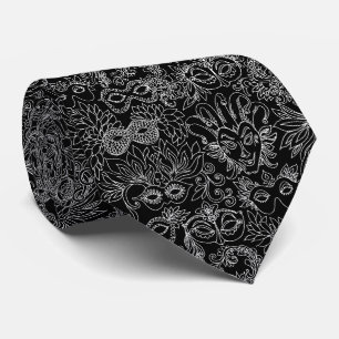 Cravate Mardi Gras Masquerade Masques Masques noir et blan