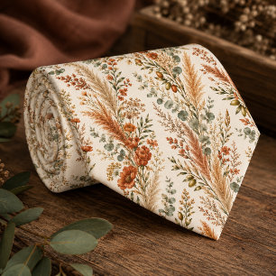 Cravate Mariage à la Terracotta Pampas Eucalyptus