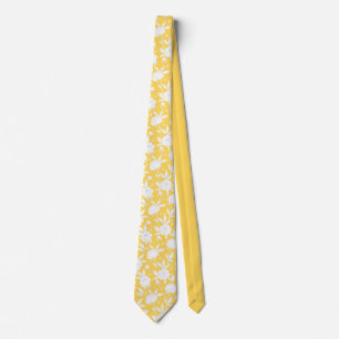 Cravate Mariage à motifs floraux jaunes et blancs