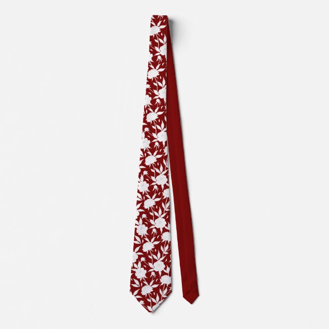 Cravate Mariage à motifs floraux rouges et blancs (Devant)