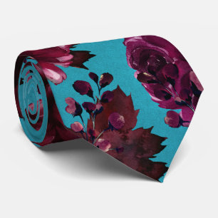 Cravate Mariage Aqua Sarcelle Merlot Teinte de Joaillerie