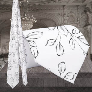 Cravate Mariage au feuillage d'eucalyptus blanc