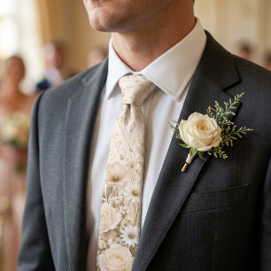 Cravate Mariage Botanique Or Champagne pour les Garçons d'