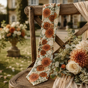 Cravate Mariage Dahlia Terracotta et Rose Orange Brûlé
