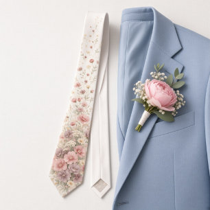 Cravate Mariage de printemps romantique aux fleurs roses p