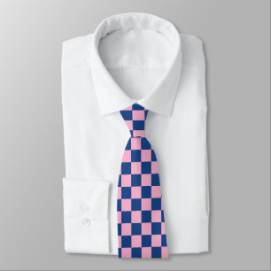 Cravate Mariage Demoiselles d'Honneur Rose Navy à Carreaux