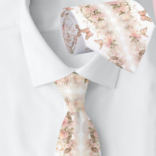 Cravate Mariage élégant papillon rose blanc