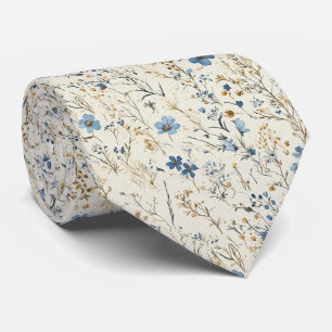 Cravate Mariage Fleur sauvage Cream & Cornflower