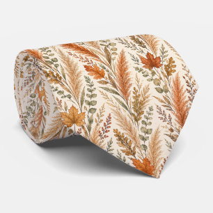 Cravate Mariage Floral Automnal Bohème Herbe de Pampas Bot