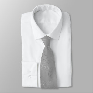 Cravate Mariage floral gris argenté