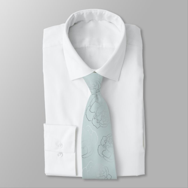 Cravate Mariage floral Silver Sage (Attaché)